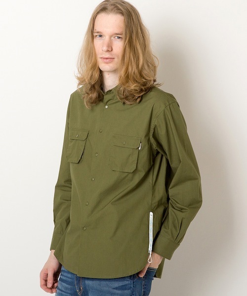 rehacer（レアセル）の「Pucker Zip Shirt											（シャツ/ブラウス・メンズ・ホワイト/カーキ・LARGE/MEDIUM/SMALL）」の2枚目の写真