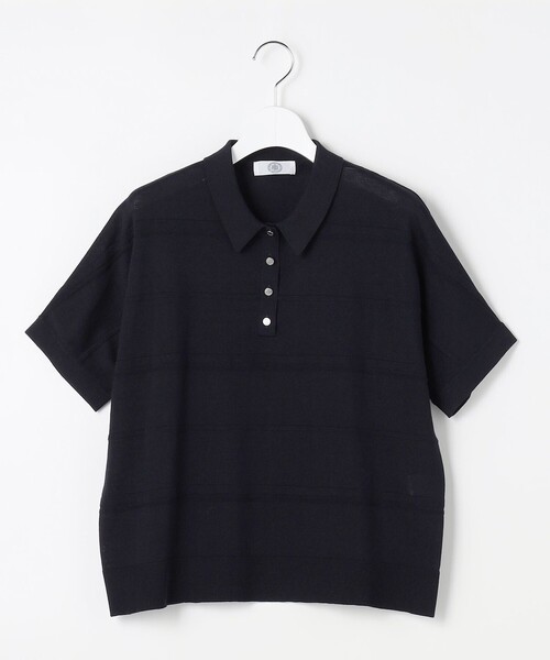 J.PRESS（ジェイプレス）の「DRY COTTON ポロ ニット（ニット/セーター・レディース・アイボリー系/ネイビー系1/サックスブルー系/ネイビー系・T15/T13）」の13枚目の写真