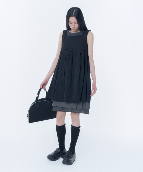 ワンピース MISEKI SEOUL Pleats button doll dress Pleats button doll dress BLACK（ワンピース）｜Miseki SEOUL
