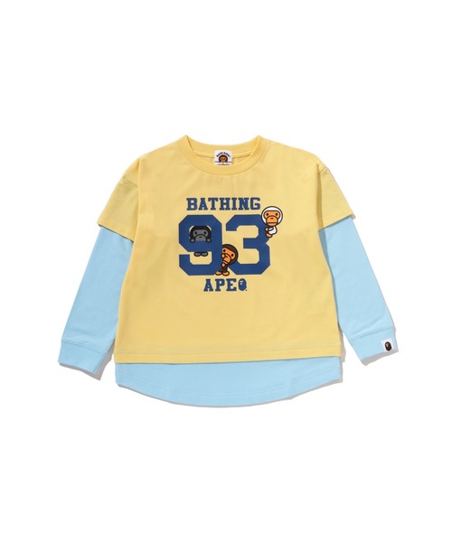 A BATHING APE(アベイシングエイプ)の「BABY MILO LAYERED LOOSE FIT LS TEE(Tシャツ/カットソー・キッズ・イエロー/ネイビー・140/100/110/130/90/120)」の2枚目の写真