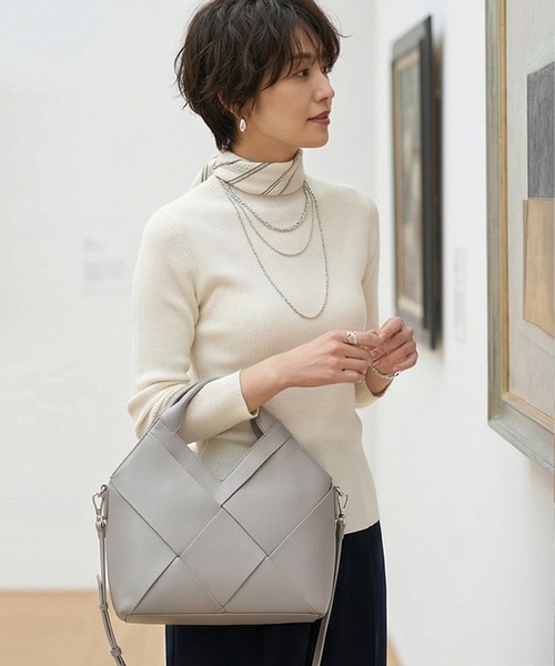 STYLE DELI（スタイルデリ）の「【DELI by】リアルレザー編み込み・2WAYワンハンドルバッグ（ショルダーバッグ・レディース・グレー/ブラウン/ブラック・FREE）」の12枚目の写真