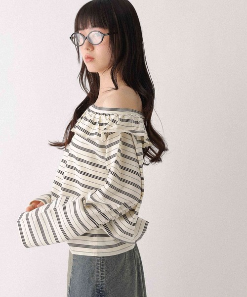 Heather(ヘザー)の「ワンショルボーダーカットソー 655905(Tシャツ/カットソー・レディース・ホワイト系/ネイビー系/グレー系・FREE)」の13枚目の写真
