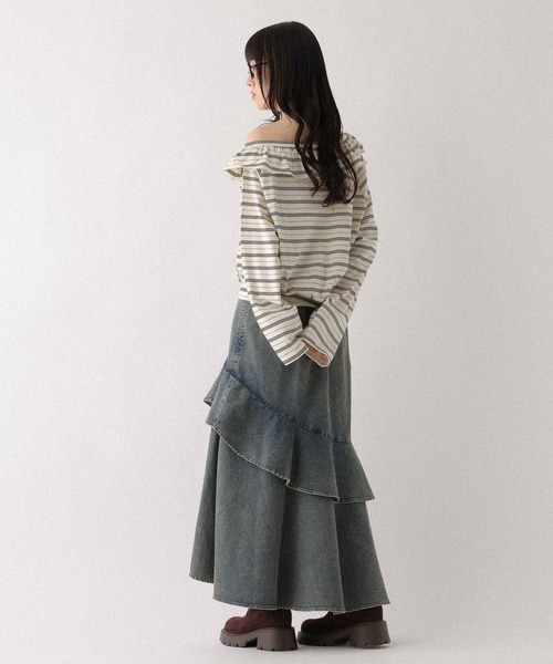 Heather(ヘザー)の「ワンショルボーダーカットソー 655905(Tシャツ/カットソー・レディース・ホワイト系/ネイビー系/グレー系・FREE)」の17枚目の写真