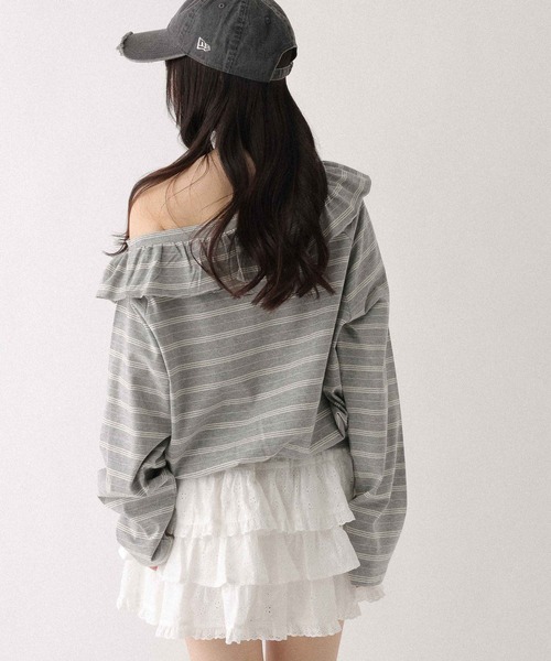 Heather(ヘザー)の「ワンショルボーダーカットソー 655905(Tシャツ/カットソー・レディース・ホワイト系/ネイビー系/グレー系・FREE)」の20枚目の写真