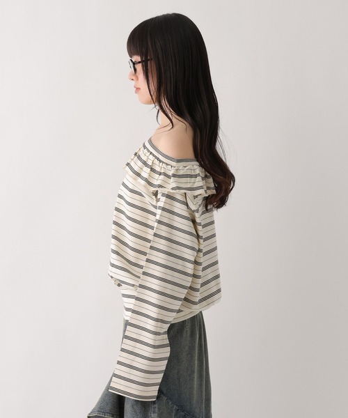 Heather(ヘザー)の「ワンショルボーダーカットソー 655905(Tシャツ/カットソー・レディース・ホワイト系/ネイビー系/グレー系・FREE)」の4枚目の写真