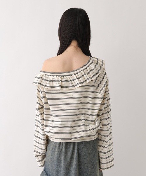Heather(ヘザー)の「ワンショルボーダーカットソー 655905(Tシャツ/カットソー・レディース・ホワイト系/ネイビー系/グレー系・FREE)」の5枚目の写真