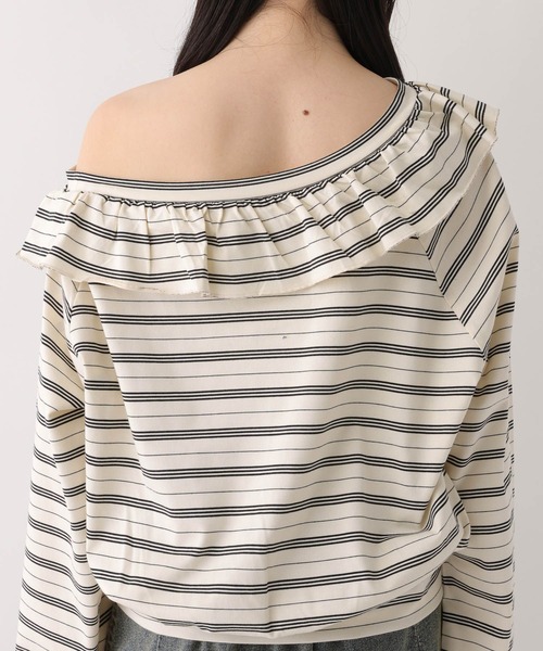 Heather(ヘザー)の「ワンショルボーダーカットソー 655905(Tシャツ/カットソー・レディース・ホワイト系/ネイビー系/グレー系・FREE)」の6枚目の写真