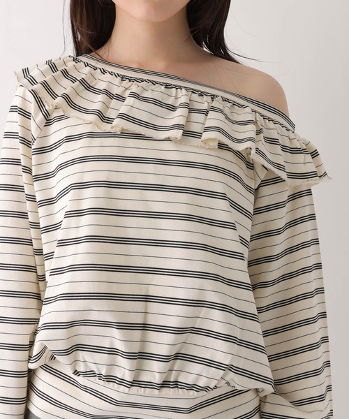 Heather(ヘザー)の「ワンショルボーダーカットソー 655905(Tシャツ/カットソー・レディース・ホワイト系/ネイビー系/グレー系・FREE)」の7枚目の写真