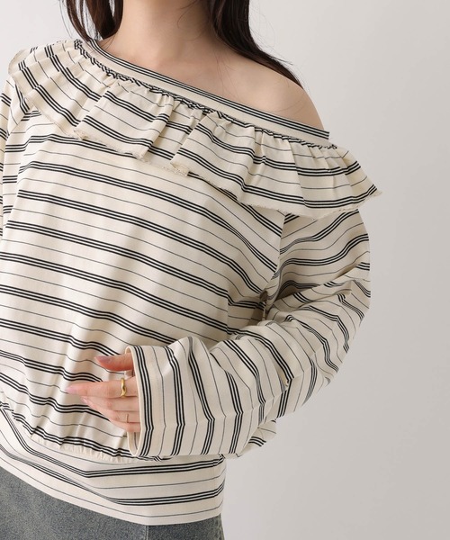 Heather(ヘザー)の「ワンショルボーダーカットソー 655905(Tシャツ/カットソー・レディース・ホワイト系/ネイビー系/グレー系・FREE)」の8枚目の写真