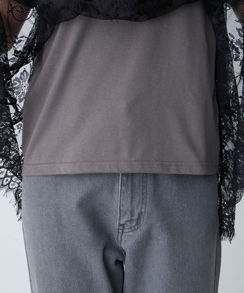 BONLECILL(ボンルシール)の「レースドッキングTEE(Tシャツ/カットソー・レディース・オフホワイト/チャコールグレー/クリーム/ブラック/ネイビー・FREE)」の22枚目の写真