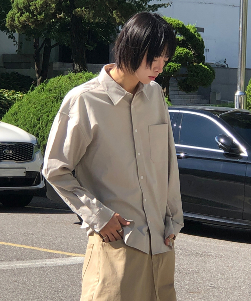 DEVELOVE(デヴローブ)の「シティボーイ オーバーサイズ 無地 オックスフォードシャツ_サンドベージュ(シャツ/ブラウス・メンズ・サンドベージュ・LARGE/X-LARGE/MEDIUM)」の6枚目の写真