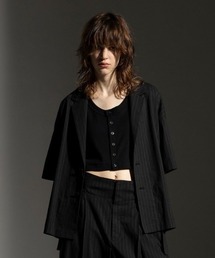 ROBES&CONFECTIONS（ローブスコンフェクションズ）の「Robes & Confections/ローブス&コンフェクションズ/ストレッチリネンコットン ピンストライプSS ジャケット/W（テーラードジャケット）」