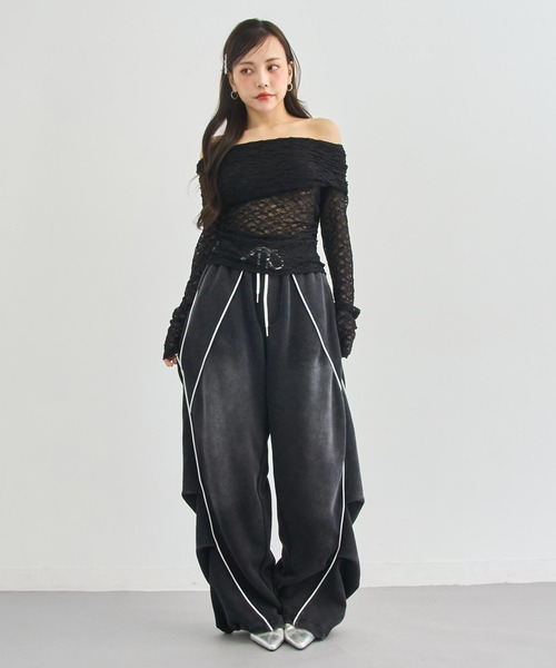 ANAP(アナップ)の「ウォッシュ加工 カーブライン タック スウェットパンツ(その他パンツ・レディース・ブラック/ピンク/ライトグレー・F)」の7枚目の写真