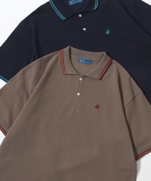 BEVERLY HILLS POLO CLUB（ビバリーヒルズポロクラブ）の「BEVERLY HILLS POLO CLUB/ビバリーヒルズポロクラブ オーバーサイズ カノコ 無地 ロゴ ワンポイント刺繍 襟ライン 半袖ポロシャツ/レディース メンズ（ポロシャツ・レディース・ネイビー/グリーン/サックスブルー/オリーブ/ブラック/オフホワイト・LL/L/M）」の3枚目の写真
