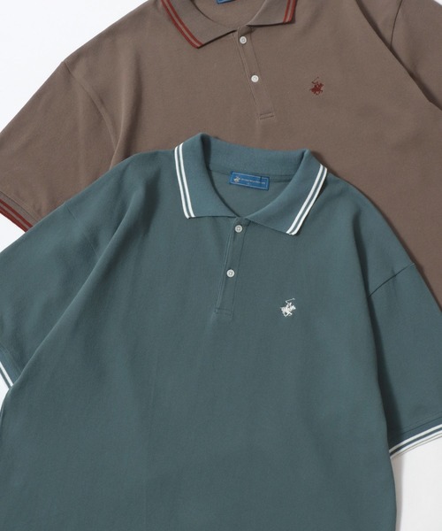 BEVERLY HILLS POLO CLUB（ビバリーヒルズポロクラブ）の「BEVERLY HILLS POLO CLUB/ビバリーヒルズポロクラブ オーバーサイズ カノコ 無地 ロゴ ワンポイント刺繍 襟ライン 半袖ポロシャツ/レディース メンズ（ポロシャツ・レディース・ネイビー/グリーン/サックスブルー/オリーブ/ブラック/オフホワイト・LL/L/M）」の4枚目の写真