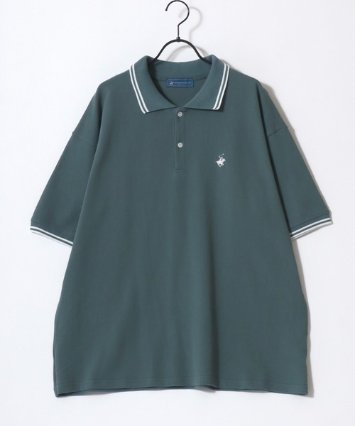 BEVERLY HILLS POLO CLUB（ビバリーヒルズポロクラブ）の「BEVERLY HILLS POLO CLUB/ビバリーヒルズポロクラブ オーバーサイズ カノコ 無地 ロゴ ワンポイント刺繍 襟ライン 半袖ポロシャツ/レディース メンズ（ポロシャツ・レディース・ネイビー/グリーン/サックスブルー/オリーブ/ブラック/オフホワイト・LL/L/M）」の19枚目の写真