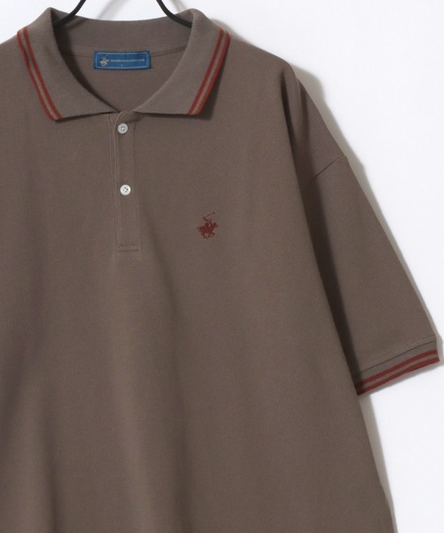 BEVERLY HILLS POLO CLUB（ビバリーヒルズポロクラブ）の「BEVERLY HILLS POLO CLUB/ビバリーヒルズポロクラブ オーバーサイズ カノコ 無地 ロゴ ワンポイント刺繍 襟ライン 半袖ポロシャツ/レディース メンズ（ポロシャツ・レディース・ネイビー/グリーン/サックスブルー/オリーブ/ブラック/オフホワイト・LL/L/M）」の9枚目の写真