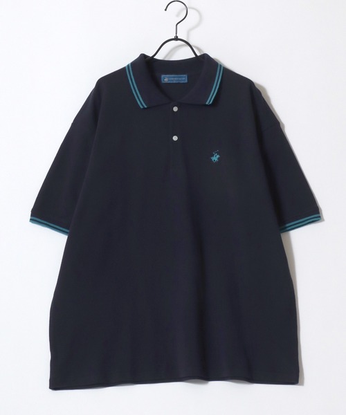 BEVERLY HILLS POLO CLUB（ビバリーヒルズポロクラブ）の「BEVERLY HILLS POLO CLUB/ビバリーヒルズポロクラブ オーバーサイズ カノコ 無地 ロゴ ワンポイント刺繍 襟ライン 半袖ポロシャツ/レディース メンズ（ポロシャツ・レディース・ネイビー/グリーン/サックスブルー/オリーブ/ブラック/オフホワイト・LL/L/M）」の21枚目の写真