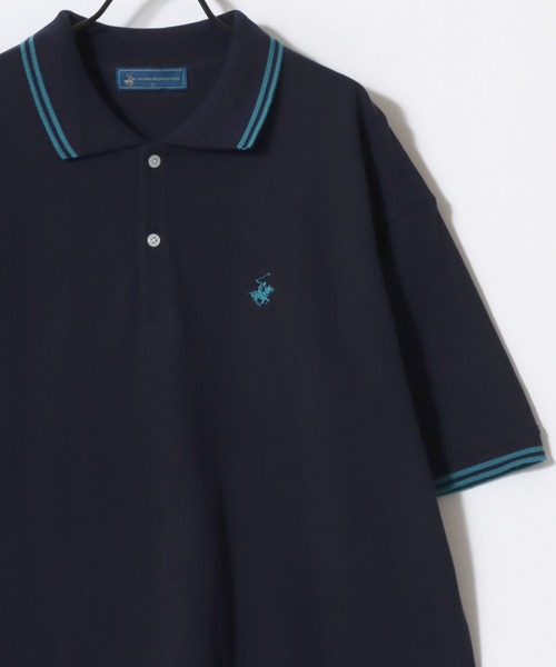 BEVERLY HILLS POLO CLUB（ビバリーヒルズポロクラブ）の「BEVERLY HILLS POLO CLUB/ビバリーヒルズポロクラブ オーバーサイズ カノコ 無地 ロゴ ワンポイント刺繍 襟ライン 半袖ポロシャツ/レディース メンズ（ポロシャツ・レディース・ネイビー/グリーン/サックスブルー/オリーブ/ブラック/オフホワイト・LL/L/M）」の11枚目の写真