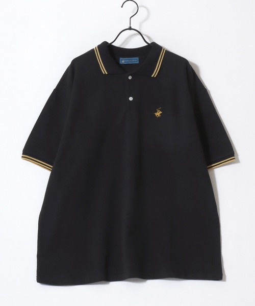 BEVERLY HILLS POLO CLUB（ビバリーヒルズポロクラブ）の「BEVERLY HILLS POLO CLUB/ビバリーヒルズポロクラブ オーバーサイズ カノコ 無地 ロゴ ワンポイント刺繍 襟ライン 半袖ポロシャツ/レディース メンズ（ポロシャツ・レディース・ネイビー/グリーン/サックスブルー/オリーブ/ブラック/オフホワイト・LL/L/M）」の15枚目の写真