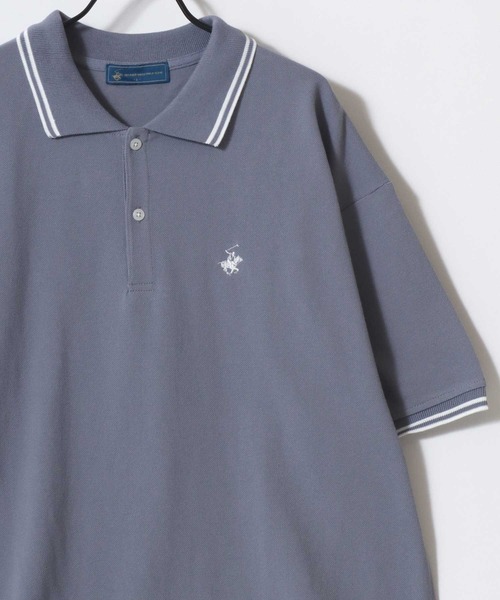 BEVERLY HILLS POLO CLUB（ビバリーヒルズポロクラブ）の「BEVERLY HILLS POLO CLUB/ビバリーヒルズポロクラブ オーバーサイズ カノコ 無地 ロゴ ワンポイント刺繍 襟ライン 半袖ポロシャツ/レディース メンズ（ポロシャツ・レディース・ネイビー/グリーン/サックスブルー/オリーブ/ブラック/オフホワイト・LL/L/M）」の12枚目の写真