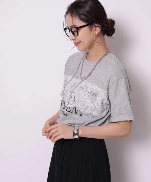 レース×プリントTシャツ（Tシャツ/カットソー）｜Arpege story
