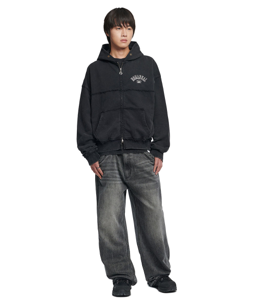 NOMANUAL(NOMANUAL)の「RAW EDGE HOODED ZIP-UP - WASHED BLACK(パーカー・レディース・その他・SMALL/MEDIUM/LARGE)」の3枚目の写真