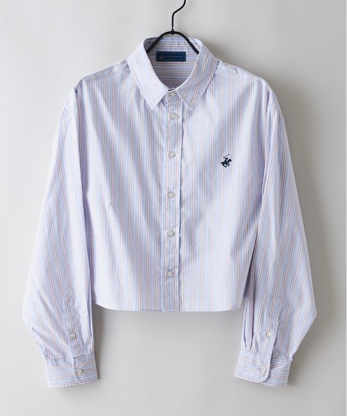 BEVERLY HILLS POLO CLUB(ビバリーヒルズポロクラブ)の「【BEVERLY HILLS POLO CLUB/ビバリーヒルズポロクラブ】【選べる2シルエット】オックスワイドシャツ(クロップド丈 or ビッグシルエット)ポニー刺繍(シャツ/ブラウス・レディース・イエロー/ネイビー/ブルー/クリアブルー/サックスブルー/オレンジ・MEDIUM/SMALL)」の11枚目の写真