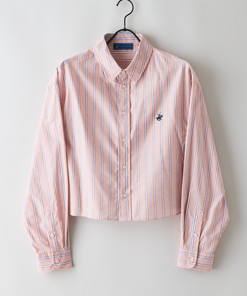BEVERLY HILLS POLO CLUB(ビバリーヒルズポロクラブ)の「【BEVERLY HILLS POLO CLUB/ビバリーヒルズポロクラブ】【選べる2シルエット】オックスワイドシャツ(クロップド丈 or ビッグシルエット)ポニー刺繍(シャツ/ブラウス・レディース・イエロー/ネイビー/ブルー/クリアブルー/サックスブルー/オレンジ・MEDIUM/SMALL)」の15枚目の写真