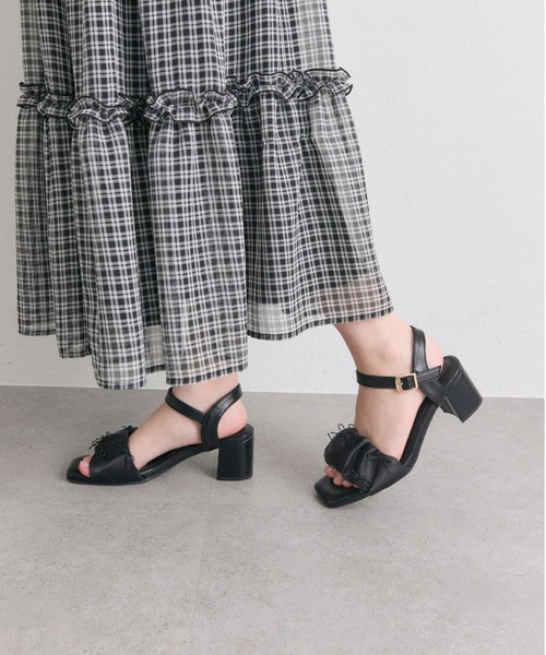 OLIVE des OLIVE(オリーブデオリーブ)の「シアギャザーリボンサンダル(サンダル・レディース・ブラック/アイボリー・MEDIUM/SMALL/LARGE)」の11枚目の写真