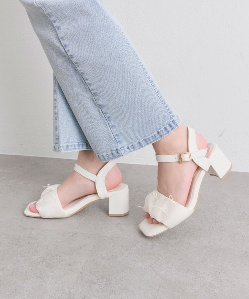 OLIVE des OLIVE(オリーブデオリーブ)の「シアギャザーリボンサンダル(サンダル・レディース・ブラック/アイボリー・MEDIUM/SMALL/LARGE)」の6枚目の写真