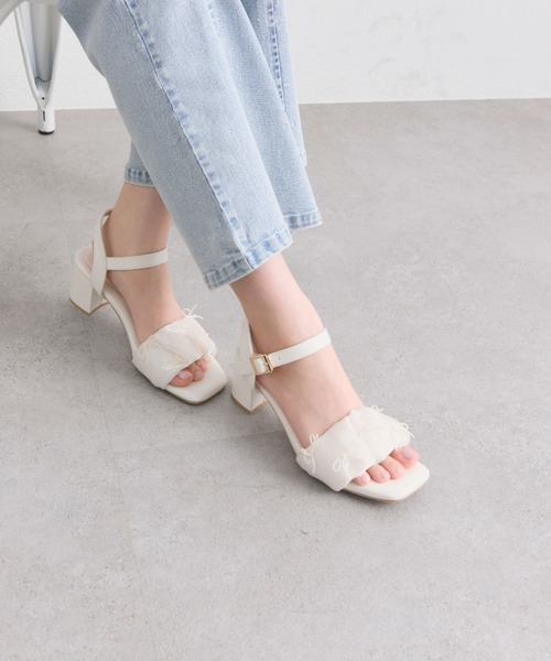 OLIVE des OLIVE(オリーブデオリーブ)の「シアギャザーリボンサンダル(サンダル・レディース・ブラック/アイボリー・MEDIUM/SMALL/LARGE)」の7枚目の写真