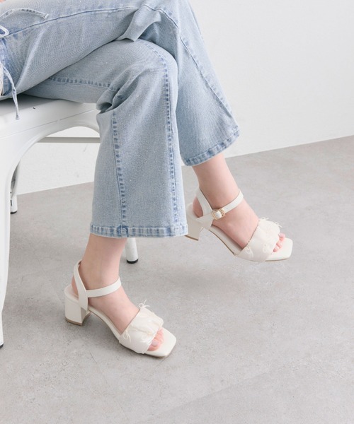 OLIVE des OLIVE(オリーブデオリーブ)の「シアギャザーリボンサンダル(サンダル・レディース・ブラック/アイボリー・MEDIUM/SMALL/LARGE)」の9枚目の写真