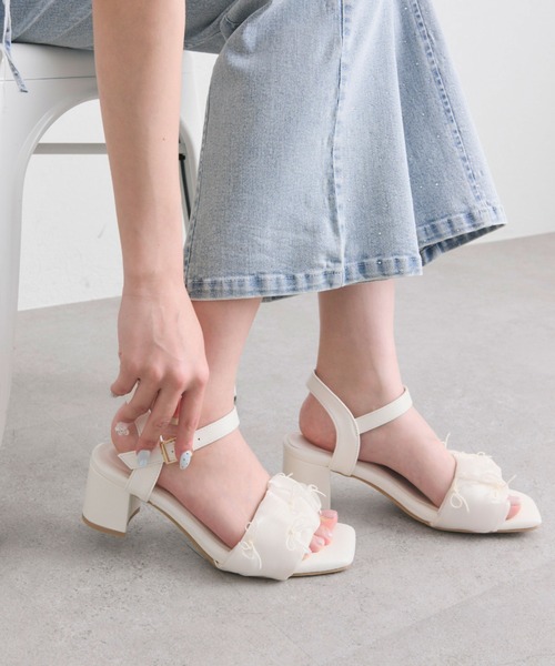 OLIVE des OLIVE(オリーブデオリーブ)の「シアギャザーリボンサンダル(サンダル・レディース・ブラック/アイボリー・MEDIUM/SMALL/LARGE)」の10枚目の写真