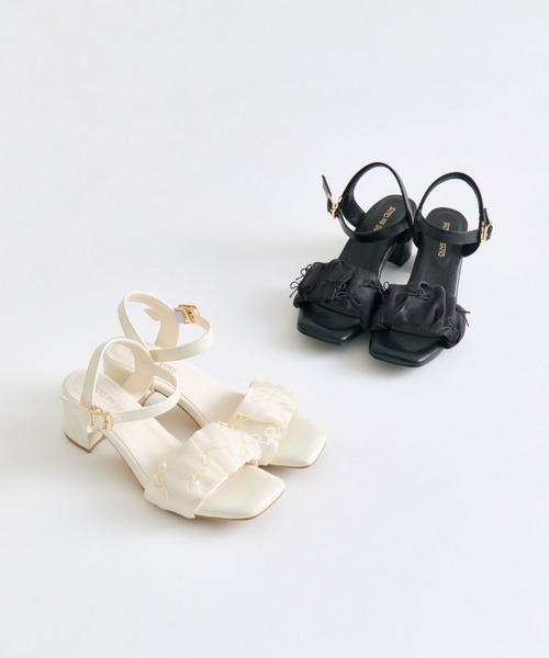 OLIVE des OLIVE（オリーブデオリーブ）の「シアギャザーリボンサンダル（サンダル・レディース・ブラック/アイボリー・MEDIUM/SMALL/LARGE）」の21枚目の写真
