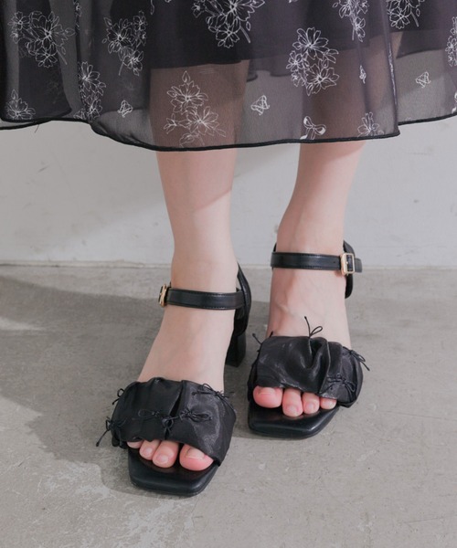 OLIVE des OLIVE(オリーブデオリーブ)の「シアギャザーリボンサンダル(サンダル・レディース・ブラック/アイボリー・MEDIUM/SMALL/LARGE)」の16枚目の写真