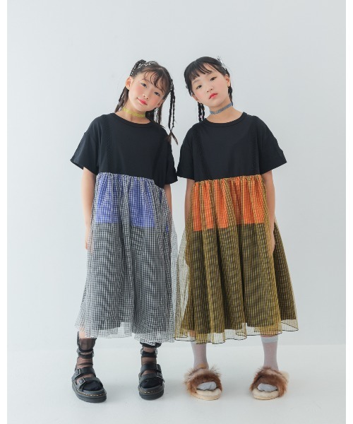 unica(ユニカ)の「配色ティアードワンピース(ワンピース・キッズ・ブラック×イエロー/ブラック×ホワイト・S/M/L/XL)」の4枚目の写真