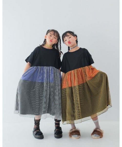 unica(ユニカ)の「配色ティアードワンピース(ワンピース・キッズ・ブラック×イエロー/ブラック×ホワイト・S/M/L/XL)」の6枚目の写真
