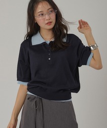 MUHET | layered-like polo knit top / レイヤード風ポロニット(ポロシャツ)