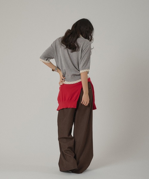 MUHET(ミュエータ)の「layered-like polo knit top / レイヤード風ポロニット(ポロシャツ・レディース・ネイビー/レッド/ブラウン/グレー・FREE)」の21枚目の写真