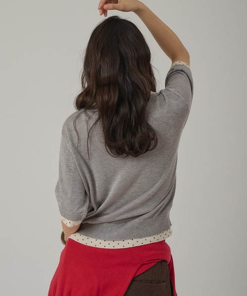 MUHET(ミュエータ)の「layered-like polo knit top / レイヤード風ポロニット(ポロシャツ・レディース・ネイビー/レッド/ブラウン/グレー・FREE)」の18枚目の写真