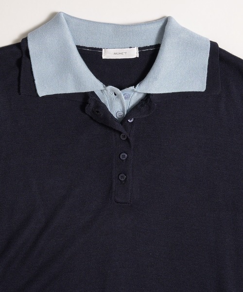 MUHET(ミュエータ)の「layered-like polo knit top / レイヤード風ポロニット(ポロシャツ・レディース・ネイビー/レッド/ブラウン/グレー・FREE)」の22枚目の写真