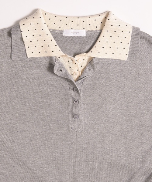 MUHET(ミュエータ)の「layered-like polo knit top / レイヤード風ポロニット(ポロシャツ・レディース・ネイビー/レッド/ブラウン/グレー・FREE)」の13枚目の写真