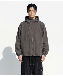 APOSTROPHE COMMA（アポストロフィコンマ）の「ツーネックコットンウォッシングフードジップアップジャケット_ダークグレー（ナイロンジャケット）」