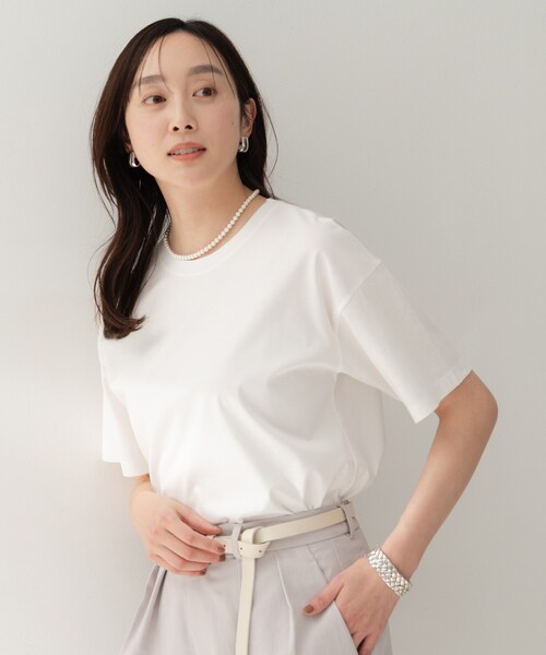 UNTITLED(アンタイトル)の「【UV/接触冷感/消臭/抗菌防臭】ベーシックTシャツ(Tシャツ/カットソー・レディース・ホワイト/ナチュラル/カーキ・02/01/00/50/48/44/04/03)」の5枚目の写真