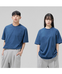 オーバーサイズ 無地 ラウンド 半袖Tシャツ