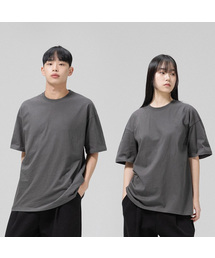 オーバーサイズ 無地 ラウンド 半袖Tシャツ