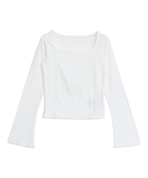 ANAP(アナップ)の「フレアスリーブスクエア ロングスリーブトップス(Tシャツ/カットソー・レディース・ホワイト/ブラック/クリア/ホワイト×ブラック・F)」の18枚目の写真