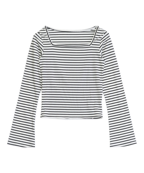 ANAP(アナップ)の「フレアスリーブスクエア ロングスリーブトップス(Tシャツ/カットソー・レディース・ホワイト/ブラック/クリア/ホワイト×ブラック・F)」の17枚目の写真