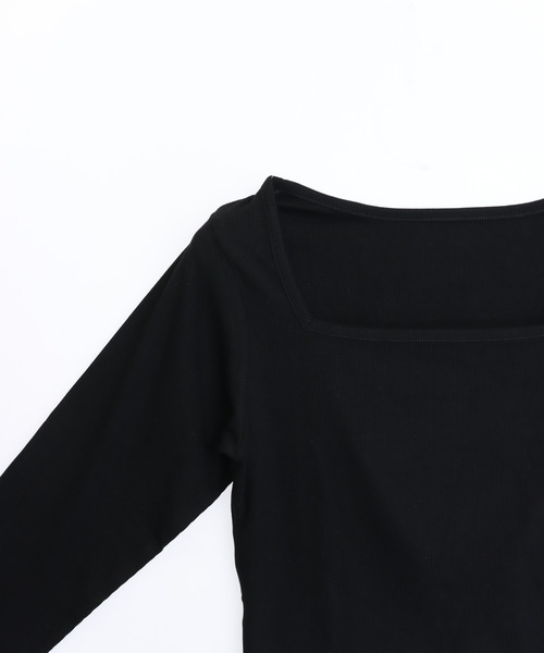 ANAP(アナップ)の「フレアスリーブスクエア ロングスリーブトップス(Tシャツ/カットソー・レディース・ホワイト/ブラック/クリア/ホワイト×ブラック・F)」の15枚目の写真